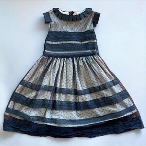 Chasing Fireflies size 4 black & tan sheer lace layered dress - like new